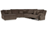 Top Tier Chocolate 6-Piece Reclining Sectional with Chaise -  Ashley - Luna Furniture