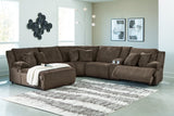 Top Tier Chocolate 6-Piece Reclining Sectional with Chaise -  Ashley - Luna Furniture