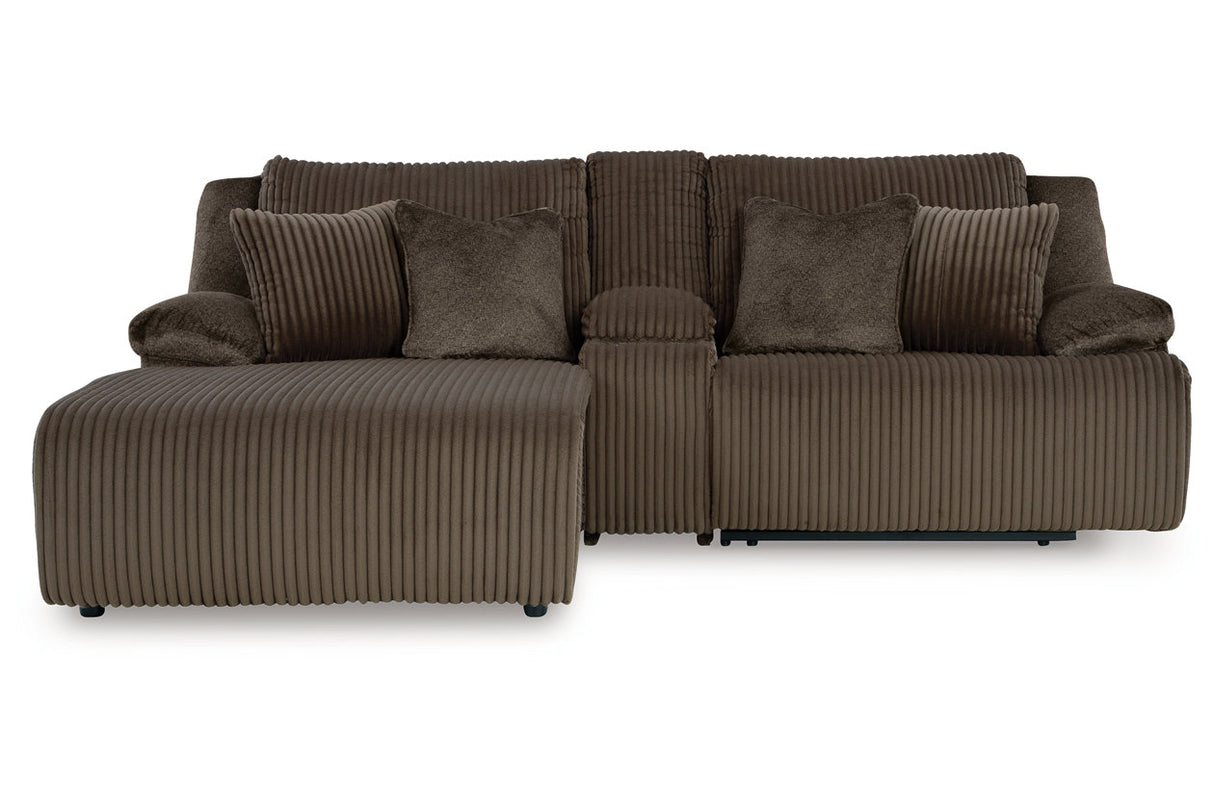 Top Tier Chocolate 3-Piece Reclining Sectional Sofa with Chaise -  Ashley - Luna Furniture