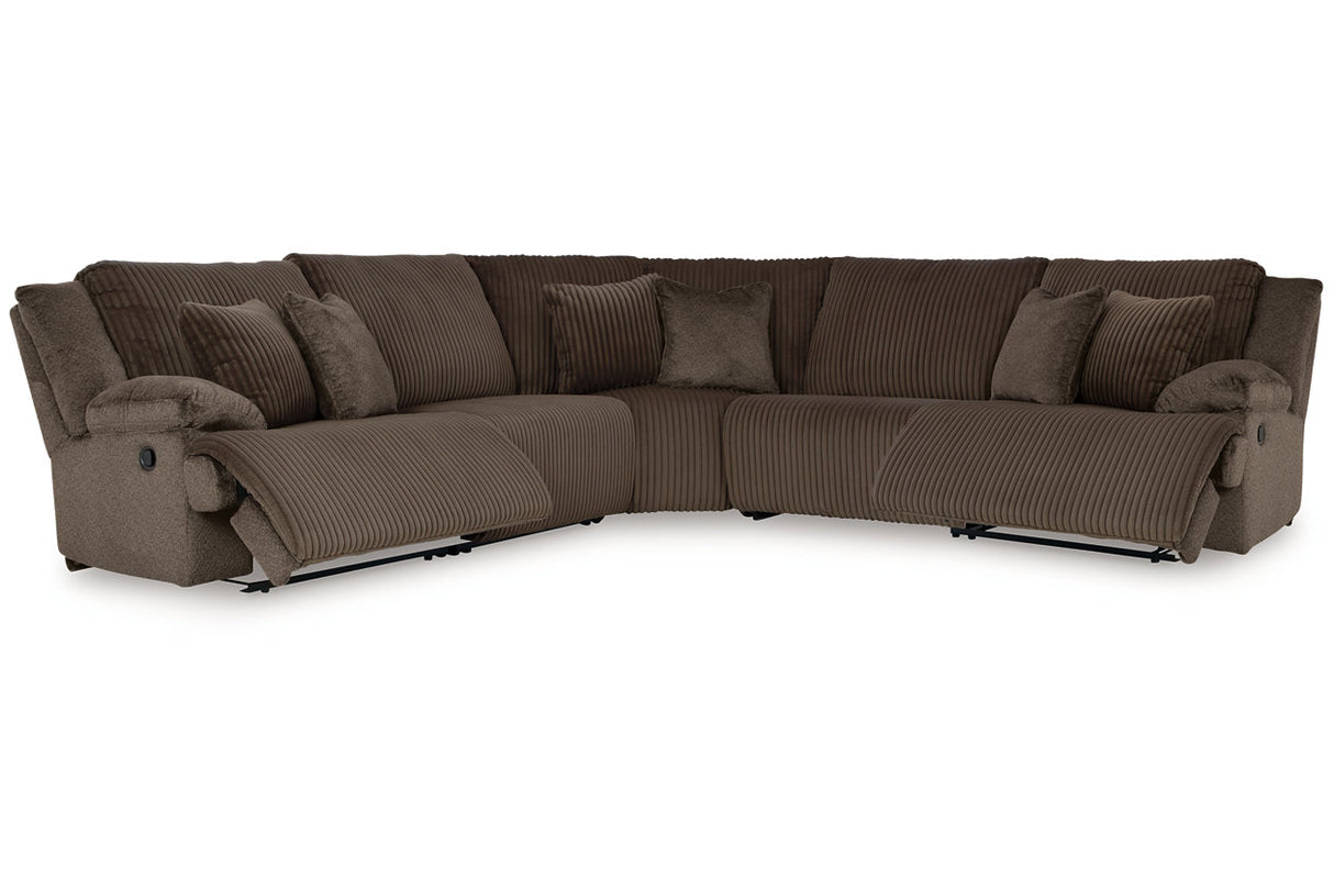 Top Tier Chocolate 5-Piece Reclining Sectional -  Ashley - Luna Furniture