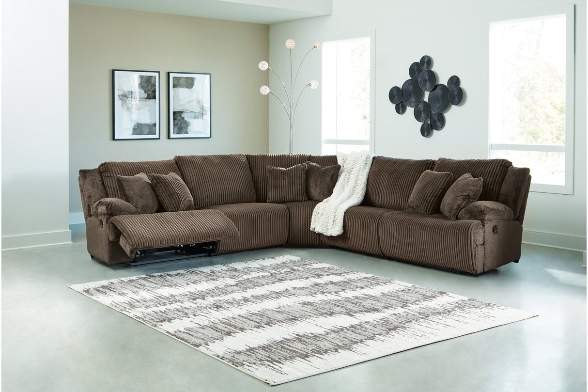 Top Tier Chocolate 5-Piece Reclining Sectional -  Ashley - Luna Furniture