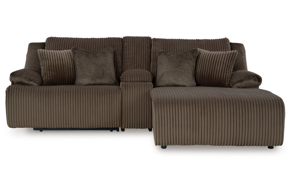 Top Tier Chocolate 3-Piece Reclining Sectional Sofa with Chaise -  Ashley - Luna Furniture