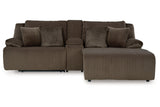 Top Tier Chocolate 3-Piece Reclining Sectional Sofa with Chaise -  Ashley - Luna Furniture