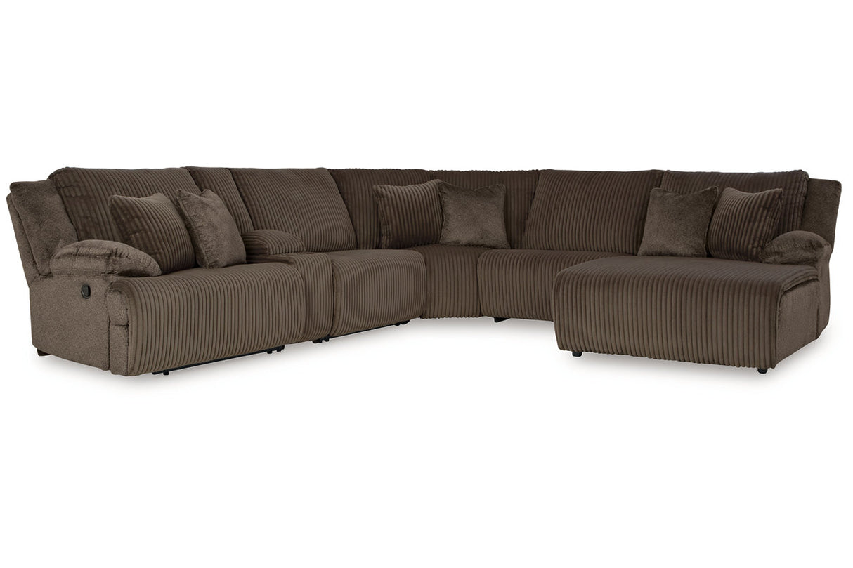 Top Tier Chocolate 6-Piece Reclining Sectional with Chaise -  Ashley - Luna Furniture