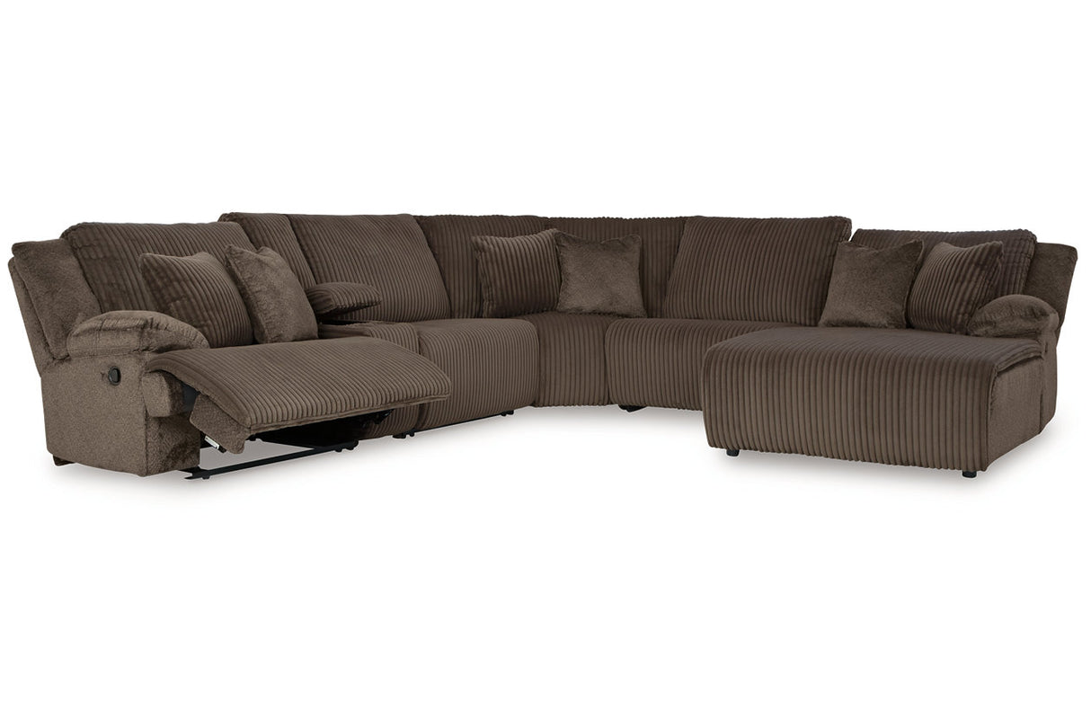 Top Tier Chocolate 6-Piece Reclining Sectional with Chaise -  Ashley - Luna Furniture