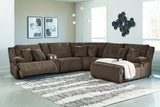 Top Tier Chocolate 6-Piece Reclining Sectional with Chaise -  Ashley - Luna Furniture