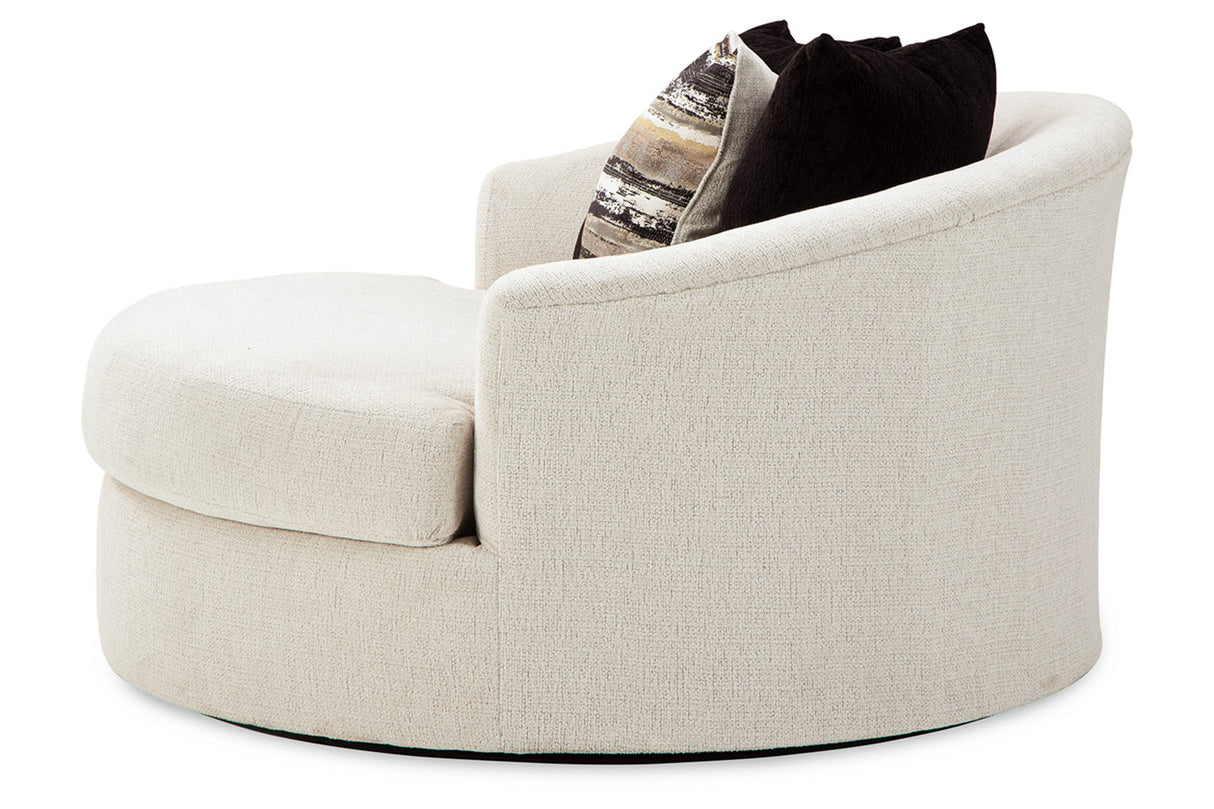 Cambri Snow 2 Oversized Swivel Chairs and Ottoman from Ashley - Luna Furniture