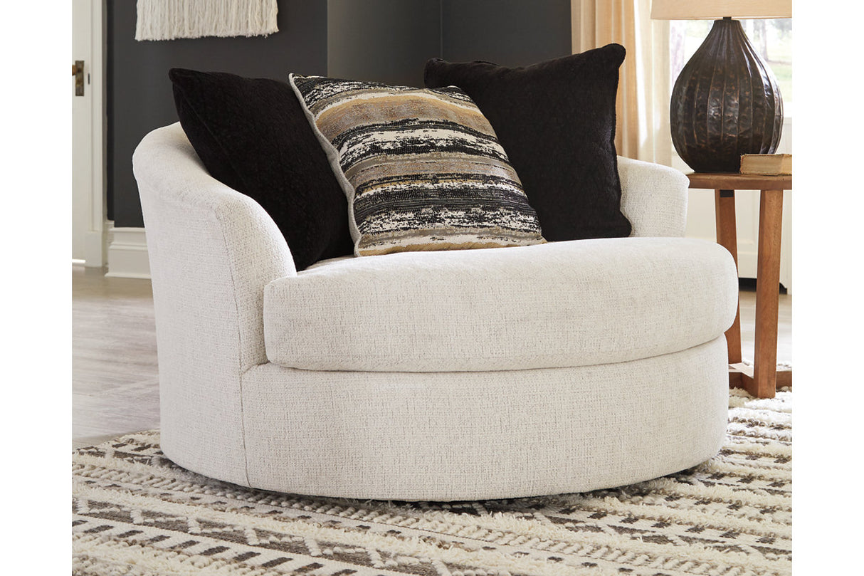 Cambri Snow 2 Oversized Swivel Chairs and Ottoman from Ashley - Luna Furniture