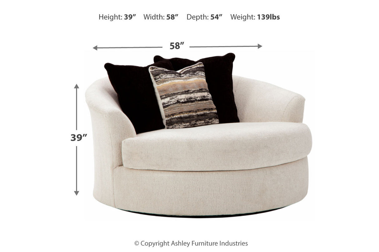 Cambri Snow 2 Oversized Swivel Chairs and Ottoman from Ashley - Luna Furniture