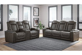 HyllMont Gray Power Reclining Sofa and Loveseat -  Ashley - Luna Furniture