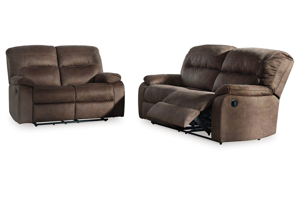 Bolzano Coffee Reclining Sofa and Loveseat -  Ashley - Luna Furniture