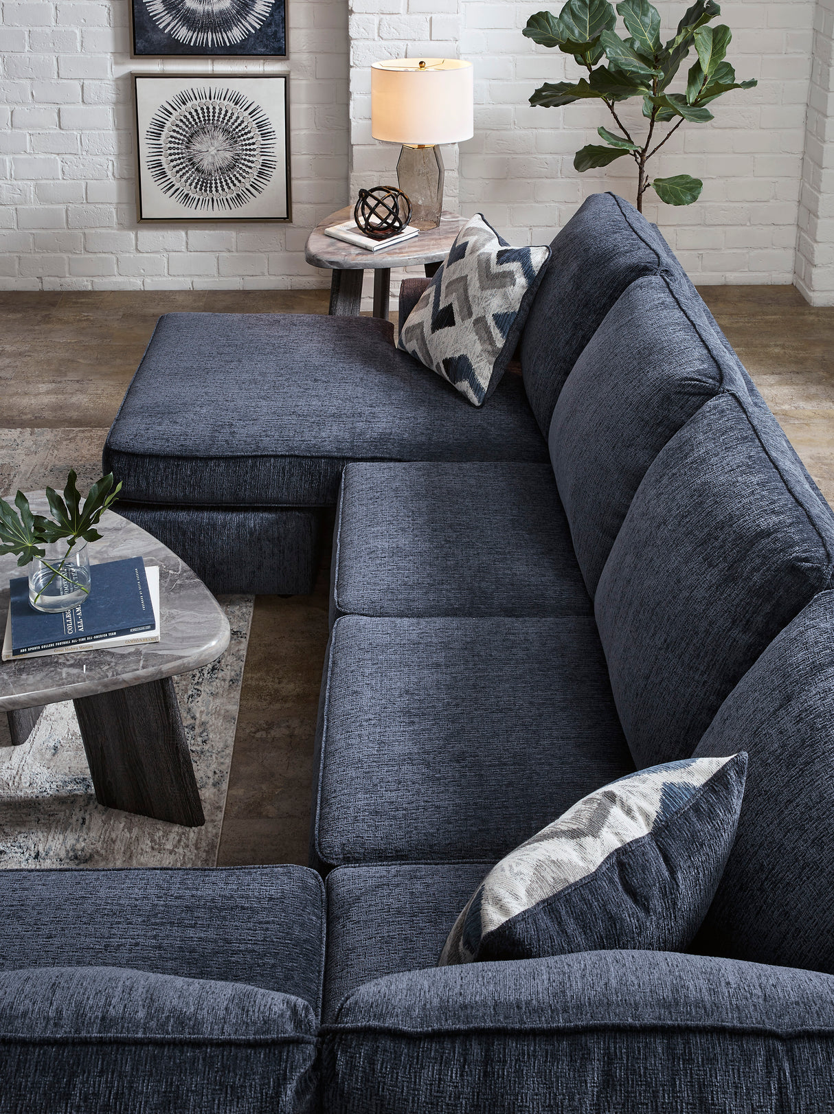 Albar Place Cobalt 2-Piece RAF Chaise Sectional from Ashley - Luna Furniture