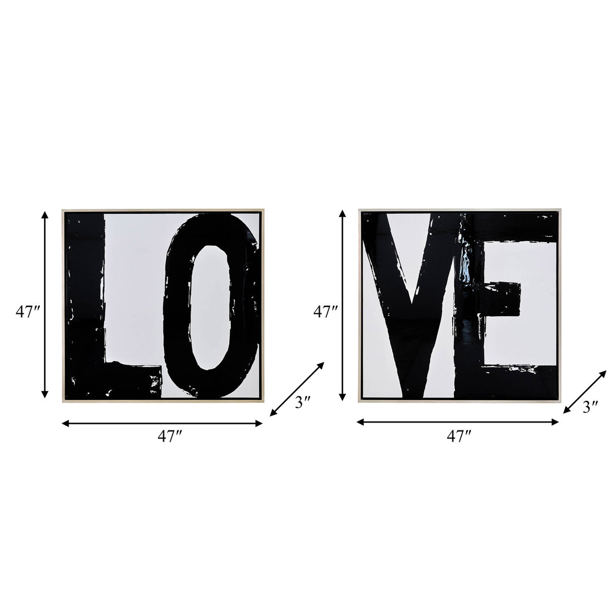 95x47, S/2 Hand Painted Love Frame, Black from Sagebrook Home - Luna Furniture