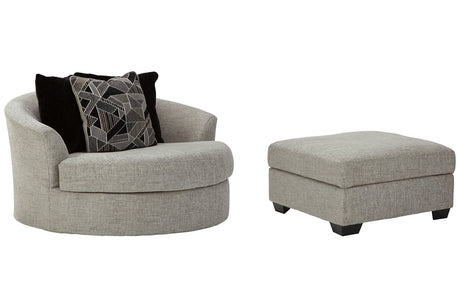 Megginson Storm Oversized Chair and Ottoman -  Ashley - Luna Furniture