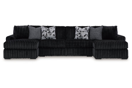 Midnight-Madness Onyx 3-Piece Sectional with Chaise -   - Luna Furniture