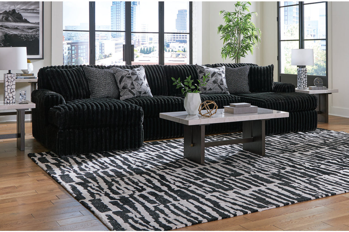 Midnight-Madness Onyx 3-Piece Sectional with Chaise -   - Luna Furniture