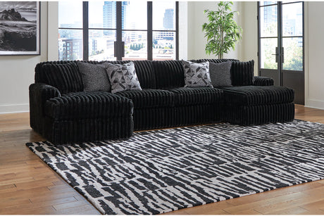 Midnight-Madness Onyx 3-Piece Sectional with Chaise -   - Luna Furniture