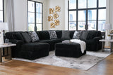 Midnight-Madness 4-Piece Sectional with Ottoman in Onyx