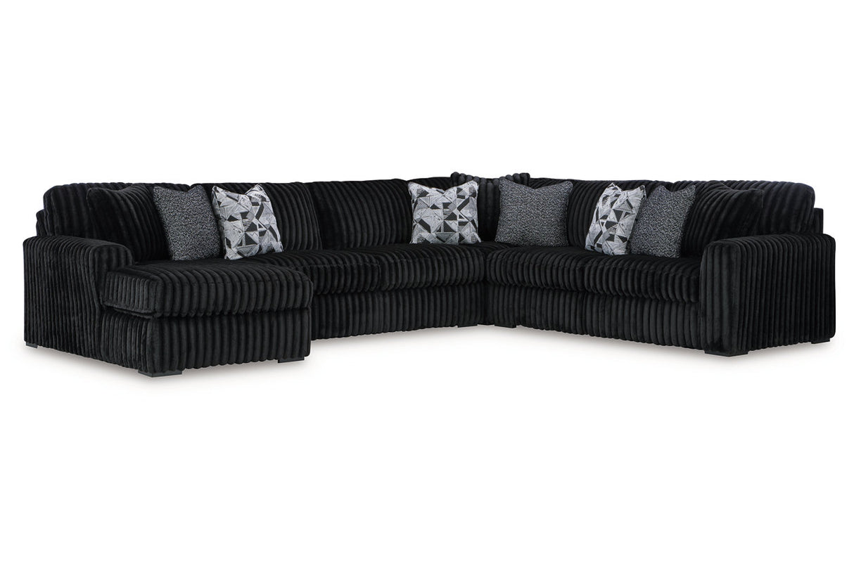 Midnight-Madness Onyx 4-Piece Sectional with Chaise -   - Luna Furniture