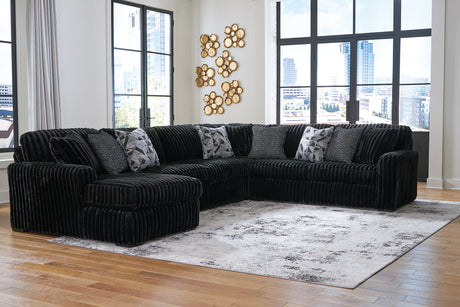 Midnight-Madness Onyx 4-Piece Sectional with Chaise -   - Luna Furniture