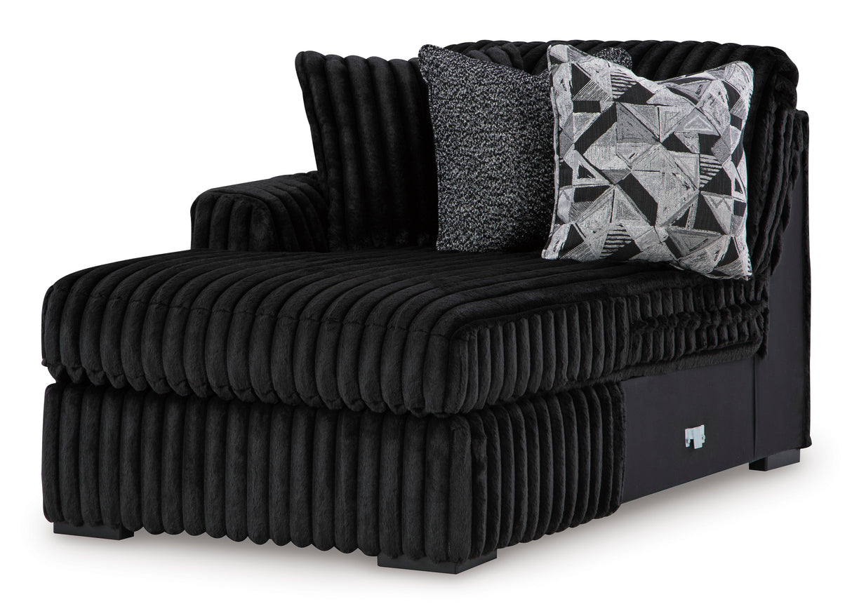 Midnight-Madness Onyx LAF Chase Sectional and Ottoman