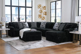 Midnight-Madness 4-Piece Sectional with Ottoman in Onyx