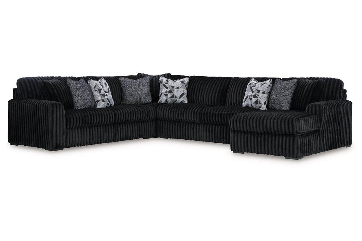 Midnight-Madness Onyx 4-Piece Sectional with Chaise -   - Luna Furniture