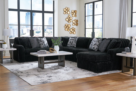 Midnight-Madness Onyx 4-Piece Sectional with Chaise -   - Luna Furniture