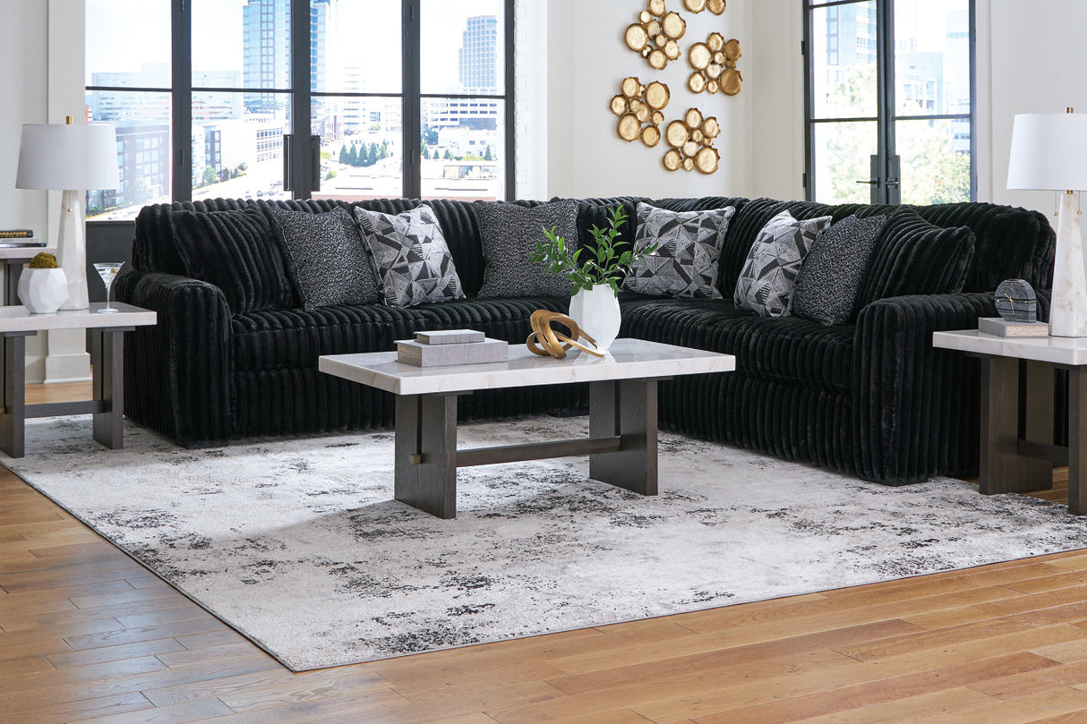 Midnight-Madness Onyx 3-Piece Sectional -   - Luna Furniture