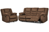 Tulen Chocolate Reclining Sofa with Recliner -  Ashley - Luna Furniture