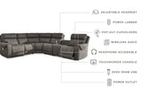 Hoopster Gunmetal 6-Piece Power Reclining Sectional -  Ashley - Luna Furniture