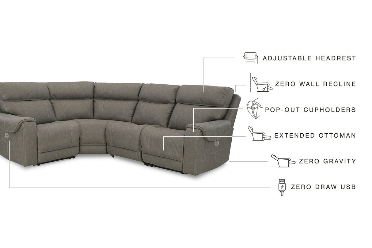 Starbot Fossil 4-Piece Power Reclining Sectional -  Ashley - Luna Furniture