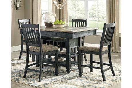 Tyler Creek Black/Gray Counter Height Dining Table with 4 Barstools -  Ashley - Luna Furniture