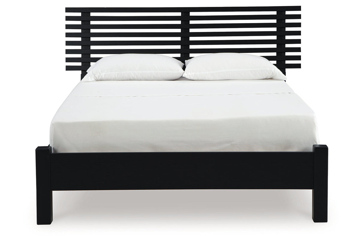 Danziar Black Queen Slat Platform Bed -  Ashley - Luna Furniture