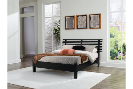 Danziar Black Queen Slat Platform Bed -  Ashley - Luna Furniture