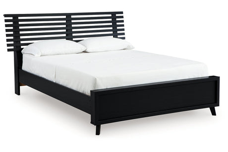 Danziar Black Queen Slat Platform Bed -  Ashley - Luna Furniture