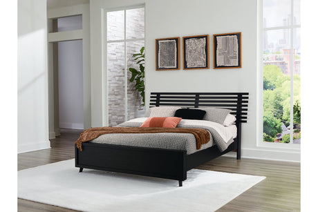 Danziar Black Queen Slat Platform Bed -  Ashley - Luna Furniture