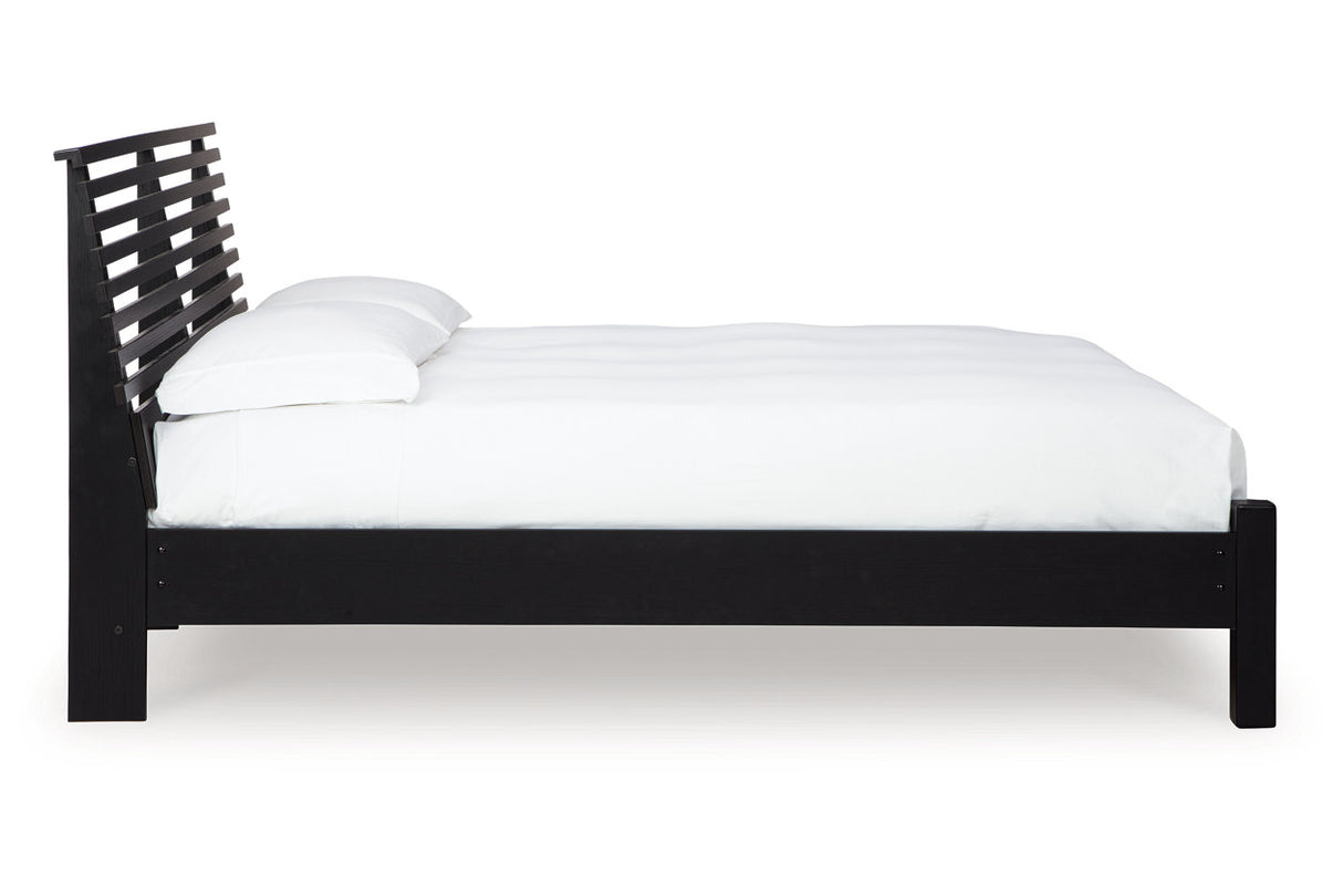 Danziar Black King Slat Platform Bed -  Ashley - Luna Furniture