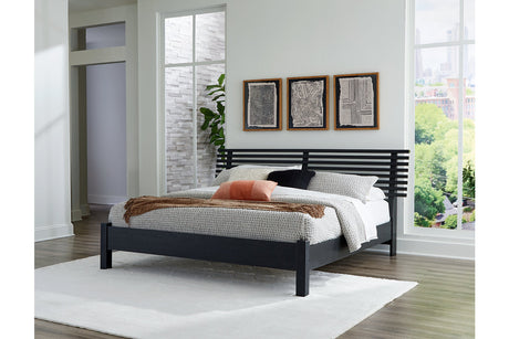 Danziar Black King Slat Platform Bed -  Ashley - Luna Furniture