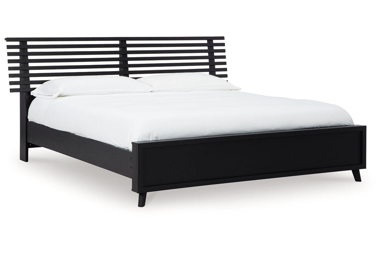 Danziar Black King Slat Platform Bed -  Ashley - Luna Furniture