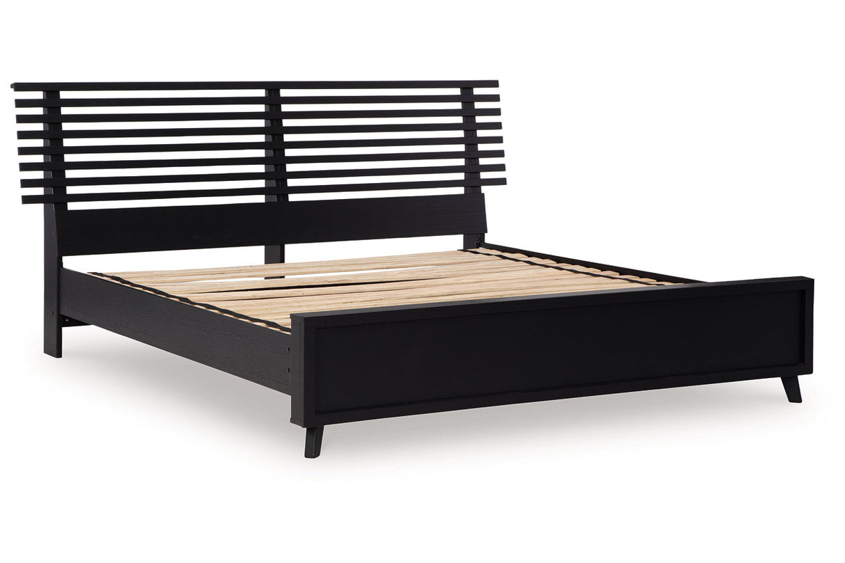 Danziar Black King Slat Platform Bed -  Ashley - Luna Furniture