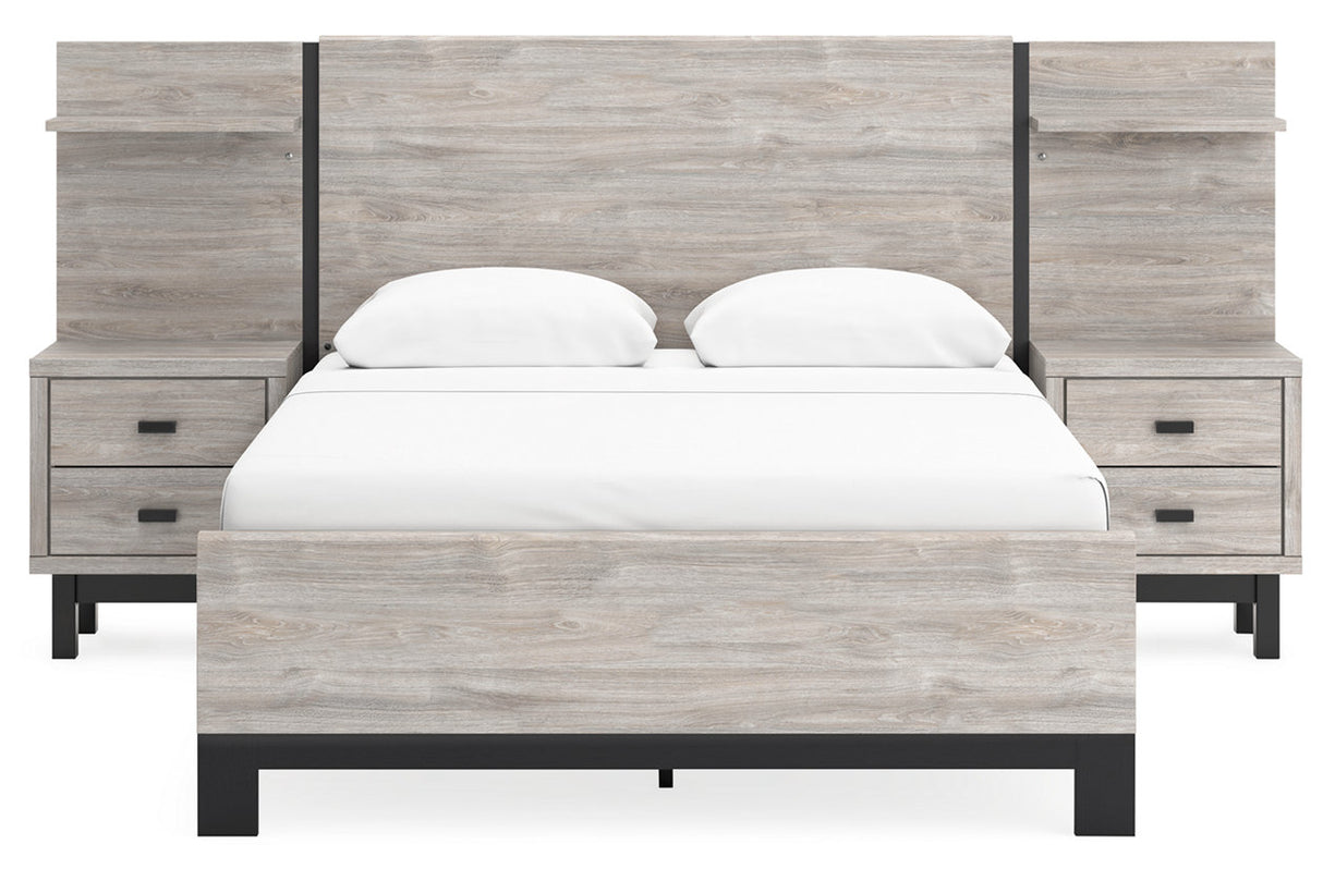 Vessalli Gray Queen Panel Bed with Extensions