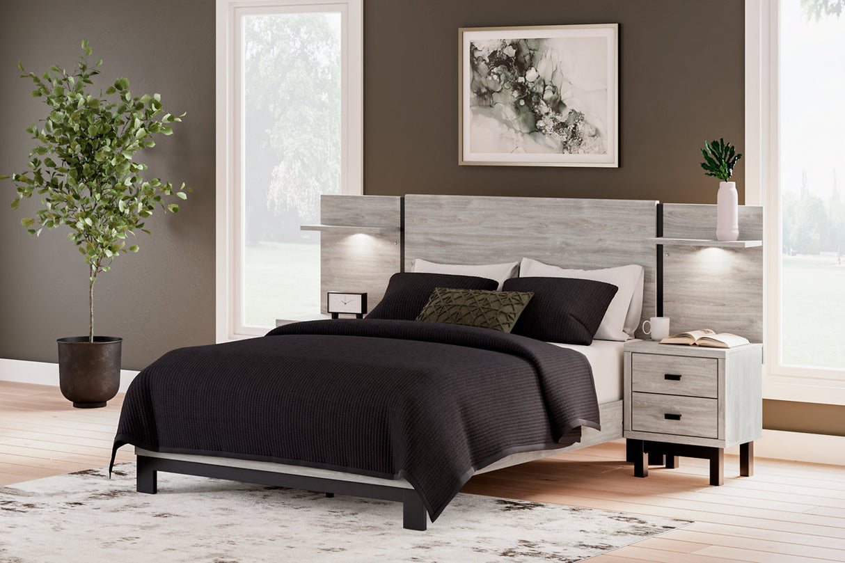 Vessalli Gray Queen Panel Bed with Extensions -  Ashley - Luna Furniture