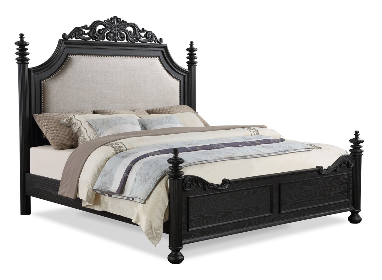 Kingsbury Espresso Queen Upholstered Panel Bed -  Crown Mark - Luna Furniture