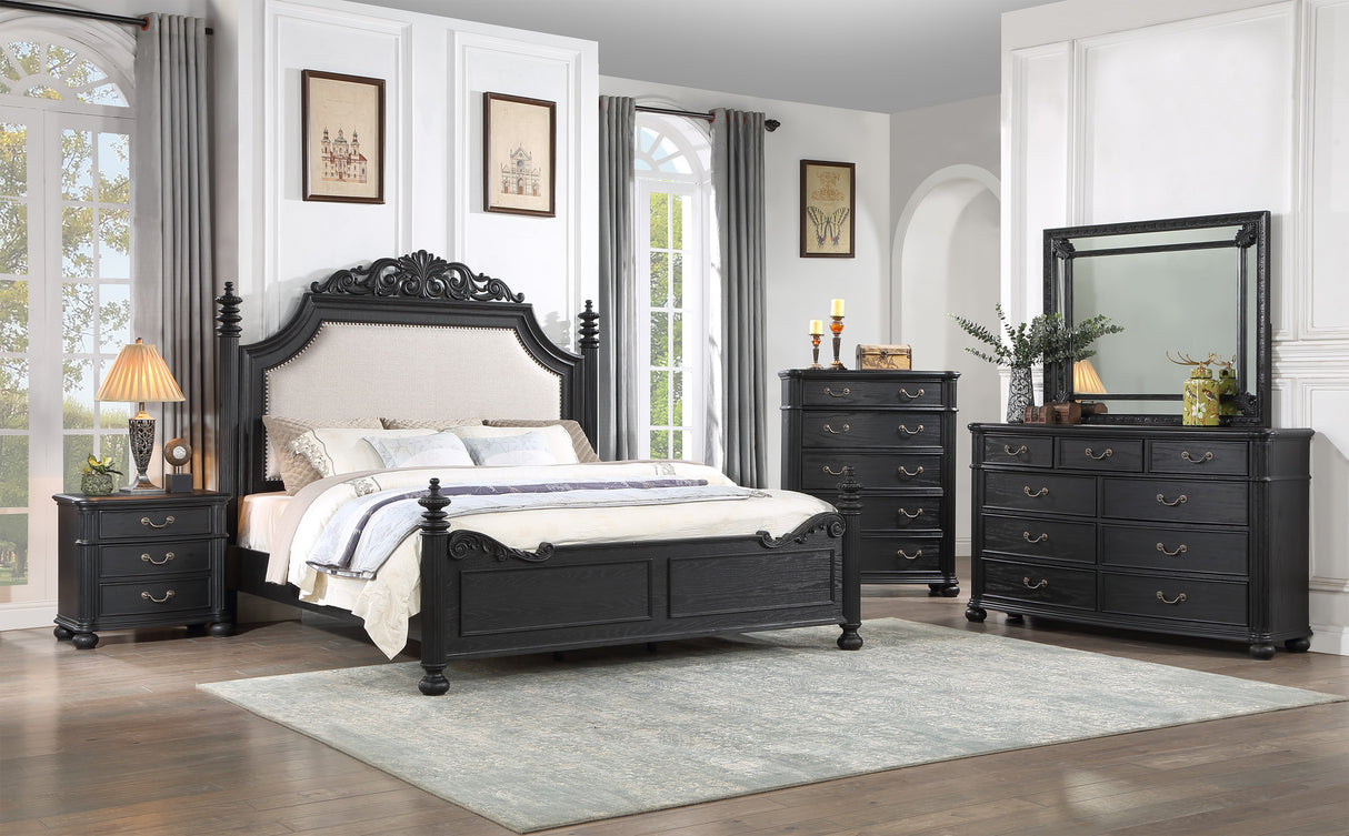 Kingsbury Espresso Queen Upholstered Panel Bed -  Crown Mark - Luna Furniture