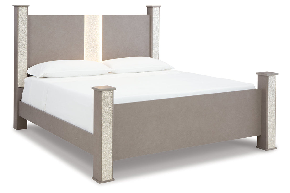 Surancha Gray King Poster Bed -  Ashley - Luna Furniture