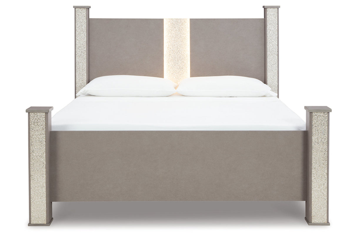 Surancha Gray King Poster Bed -  Ashley - Luna Furniture