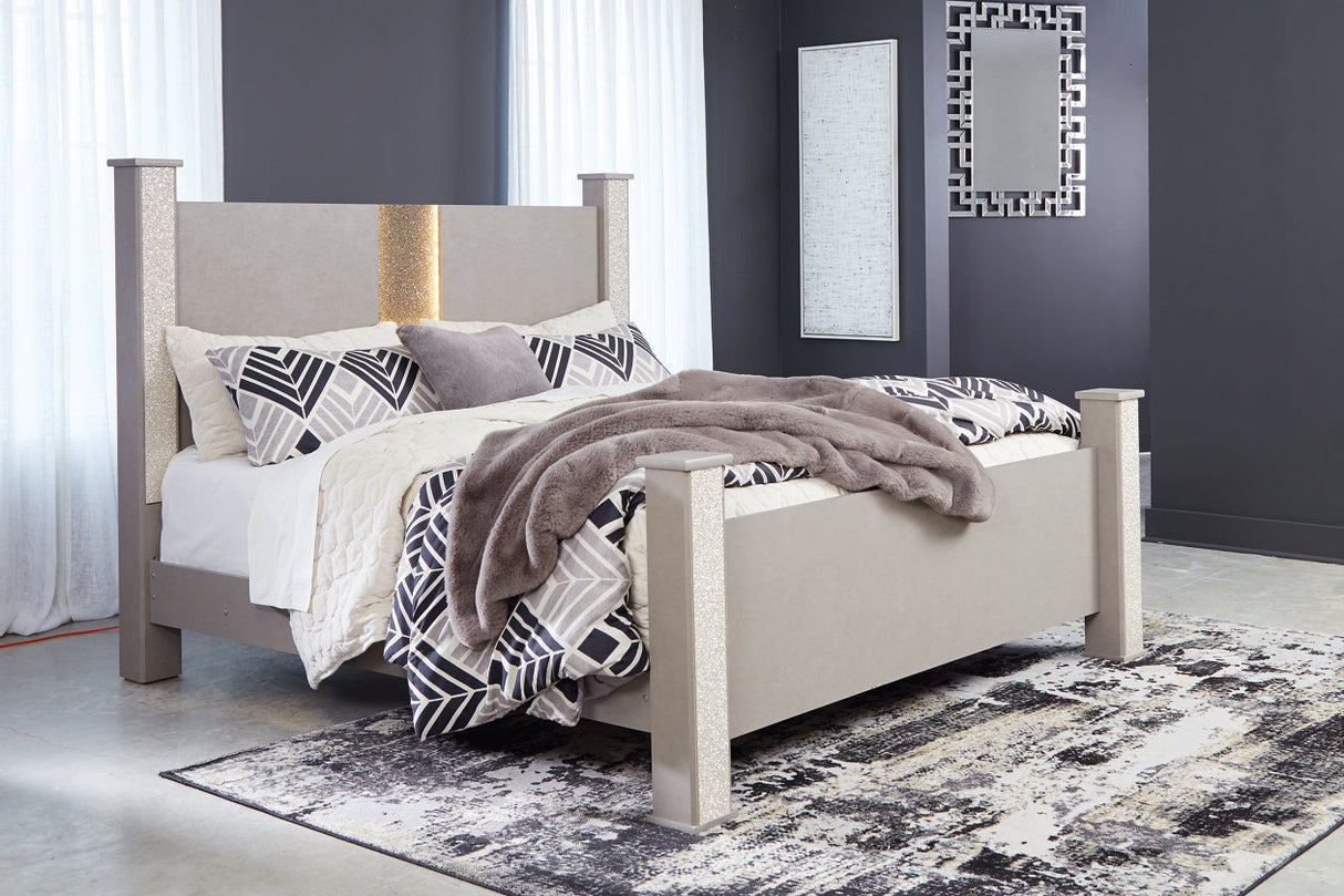 Surancha Gray King Poster Bed -  Ashley - Luna Furniture