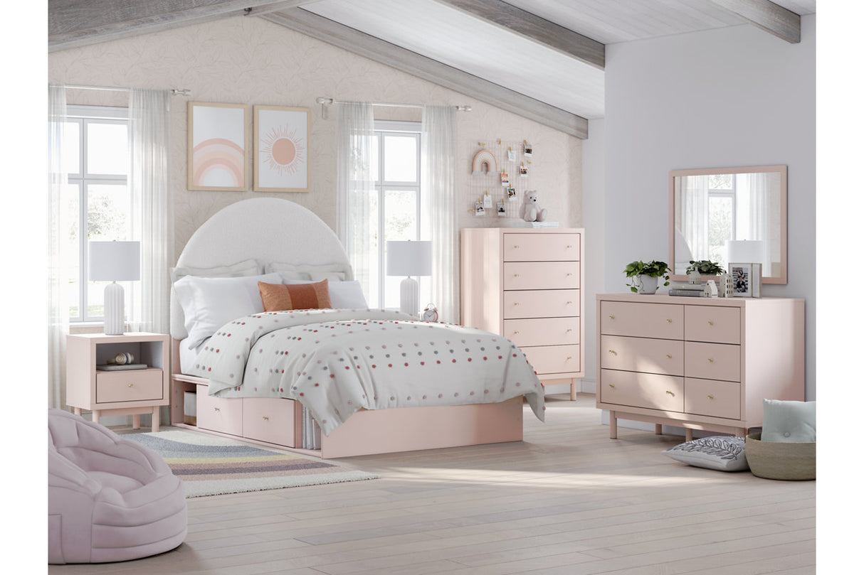 Wistenpine Blush Full Upholstered Panel Bed with Storage -  Ashley - Luna Furniture