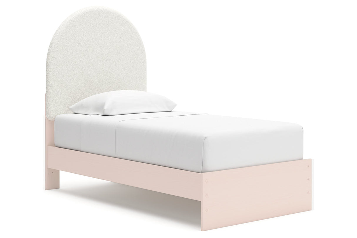 Wistenpine Blush Twin Upholstered Panel Bed with Storage -  Ashley - Luna Furniture